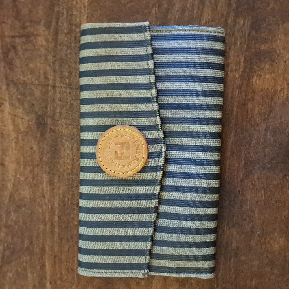 Fendi  Stripped Wallet Checkbook  Holder Card Holder